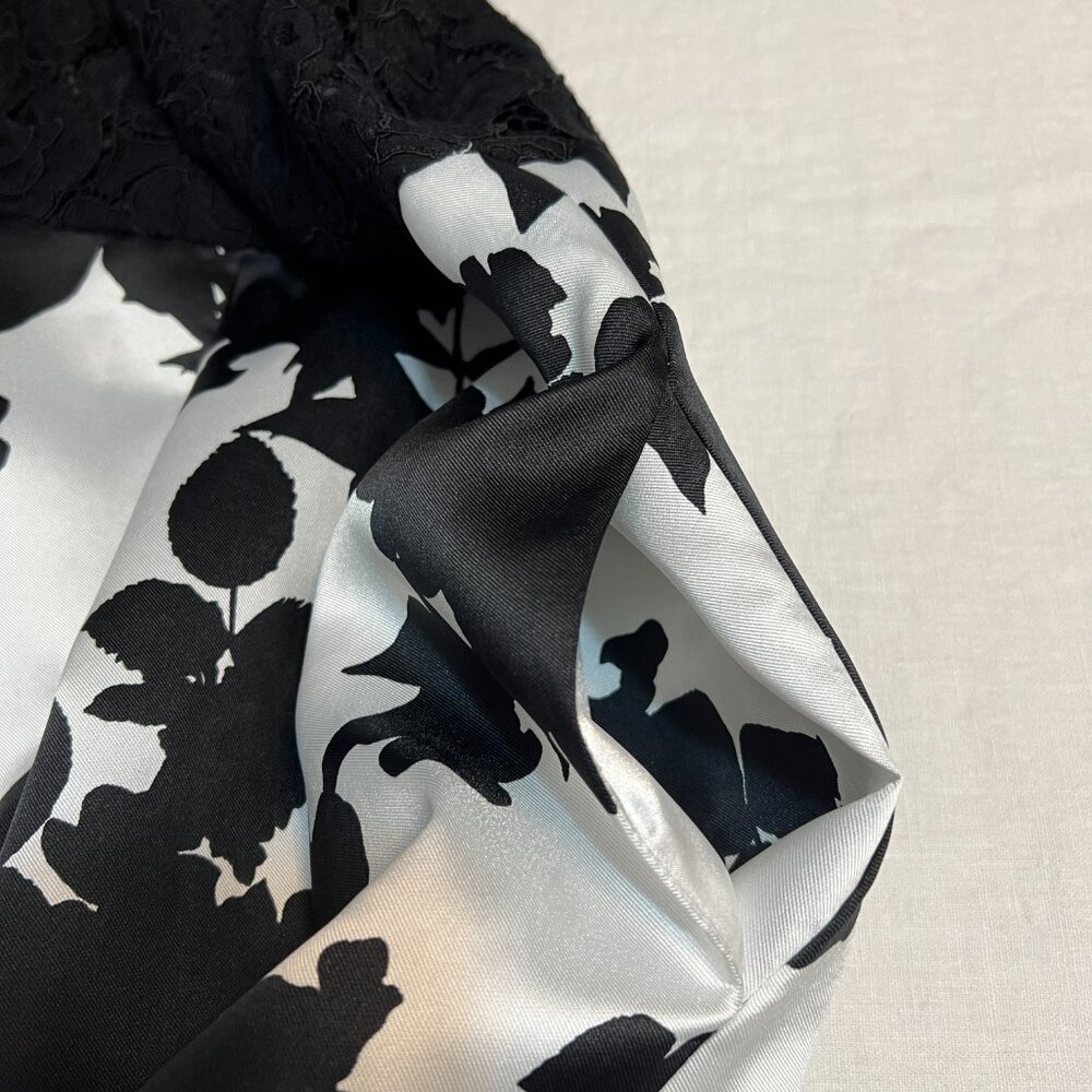 Ellen Tracy Size 12 Black Lace Floral Fit & Flare Midi Dress Formal Party - Picture 6 of 12